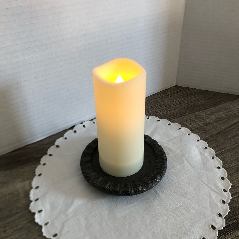 Vtg Heavy Cast Metal Footed Candle Holder
